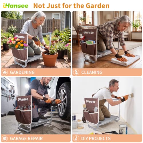 Garden Kneeler and Seat, Portable Kneeling Bench for Gardening - color: Brown-modle C