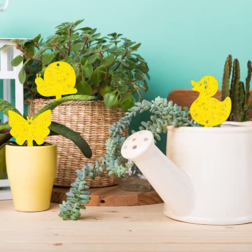 Gideal 48-Pack Dual-Sided Yellow Sticky Traps for Indoor/Outdoor Use, Gnat Trap for Flying Plant Insect Such as Fungus Gnats, Whiteflies, Aphids, Fruit Fly, Leafminers, etc - Cute Shapes - size: 48 Pack