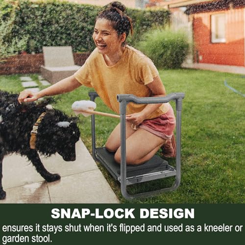 Aimerla Foldable Garden Kneeler Seat Heavy Duty [Upgraded Widened Thick Kneeling Pad] Gardening Stool with Large Tool Bags with Pockets - Portable Garden Bench Gardening Gifts for Parents - size: K3-Dark green