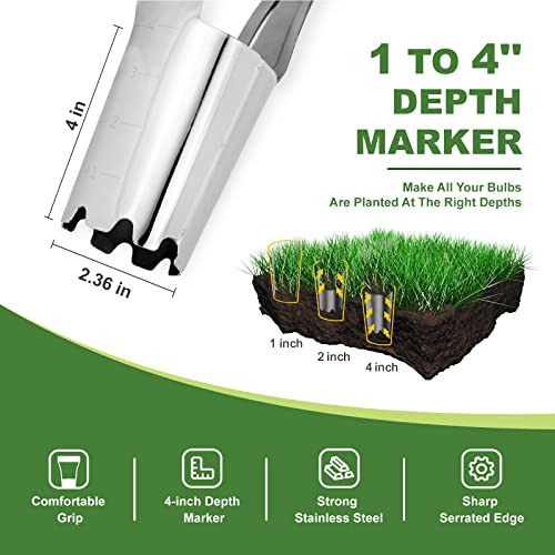 Haliaeetus Bulb Planter Tool, 4 inches Depth Mark Hand Bulb Planter - size: 4'' Depth Mark Bulb Planter Tool