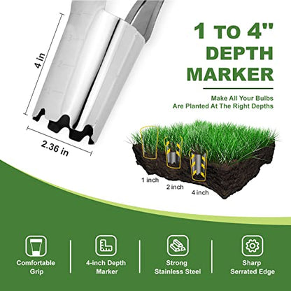 Haliaeetus Bulb Planter Tool, 4 inches Depth Mark Hand Bulb Planter - size: 4'' Depth Mark Bulb Planter Tool
