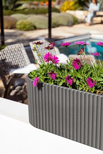 Veradek Demi Series Window Box Planter - Round Outdoor Planter - color: Gray, size: 36 inch - 2 Pack