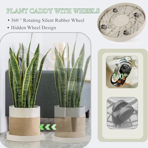 2 Pack Plant Caddy with Wheels,15" Rolling Plant Stand 195 LBS Heavy Duty with Hidden 360 ° Rotating Silent Wheel Wheels for Outdoor Indoor Large Plant Pots, Flower Pot, Patio - size: 15"-(2 Pack)