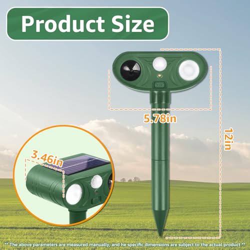 Solar Ultrasonic Animal Repellent Outdoor with Motion Sensor Strobe Light - color: 2PCS white and Red lights flashing
