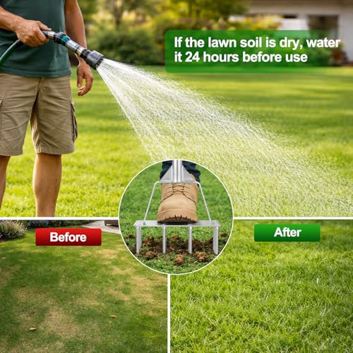 Lawn Aerator Tool, Heavy-Duty Stainless Steel Lawn Spike Aerator - size: Lawn Spike Aerator