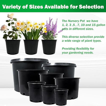Short 5 Gallon Pot for Plants, Sturdy Plastic Planter Pots with Drainage Holes, Large Plastic Planters, for Seedlings, Succulents - size: 10 Pcs 5 Gallon Short