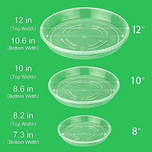 MUDEELA 18 Pack of 12 inch & 10 inch & 8 inch Plant Saucers, Durable Plant Trays for Indoors Outdoors, Clear Plastic Flower Plant Pot Saucer, Made of Thicker, Stronger Plastic, Taller Design - size: 8"+10"+12"