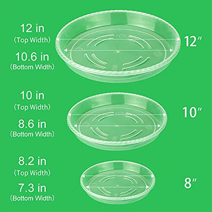 MUDEELA 18 Pack of 12 inch & 10 inch & 8 inch Plant Saucers, Durable Plant Trays for Indoors Outdoors, Clear Plastic Flower Plant Pot Saucer, Made of Thicker, Stronger Plastic, Taller Design - size: 8"+10"+12"