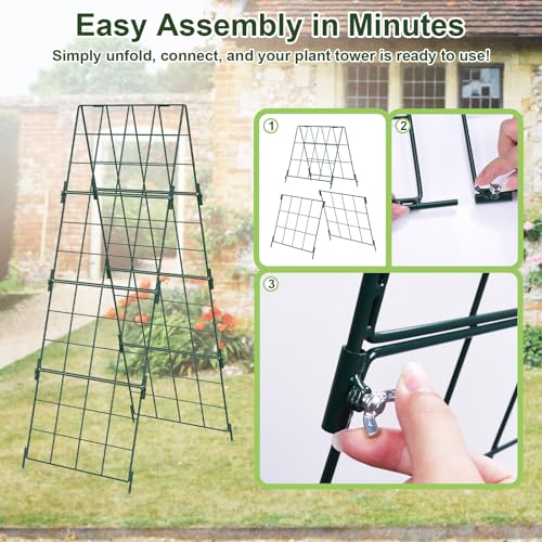 iGreely Heavy Duty Adjustable A-Frame Cucumber Trellis for Climbing Plants,48"x16" Foldable Frame Rust-Proof Metal Trellis with Dense Grid,Perfect for Raised Beds,Garden,Tomatoes (2 Pack) - size: 2 pack