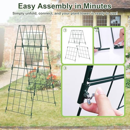 Heavy Duty 48"x16" Adjustable A-Frame Cucumber Trellis for Climbing Plants,iGreely Foldable Frame Rust-Proof Metal Trellis with Dense Grid,Perfect for Raised Beds, Garden,Tomatoes,Outdoor(Green) - size: 1 pack