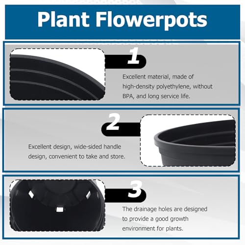 Planter Nursery Pots 2 Gallon Pots for Plants, Injection Molded Plastic Nursery Pots, Plant Container 2 Gal 10-Pack - color: Black, size: Round-9inch-10pcs