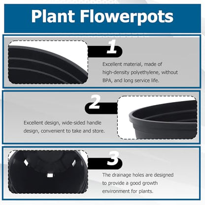 Planter Nursery Pots 2 Gallon Pots for Plants, Injection Molded Plastic Nursery Pots, Plant Container 2 Gal 10-Pack - color: Black, size: Round-9inch-10pcs