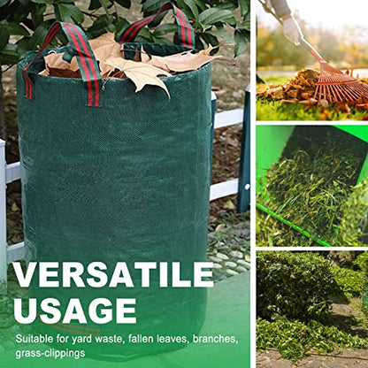 Hugeleaf 3 Pack 72 Gallon Reusable Yard Waste Bags, Collapsible Leaf Bags