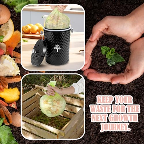 AOSION Countertop Compost Bin, Odor-Free Food Waste Container with 50 Bags - color: Black
