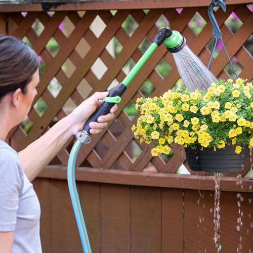 STYDDI Watering Wand for Garden Hose, Lightweight Metal Turret Wand, Green - color: Green