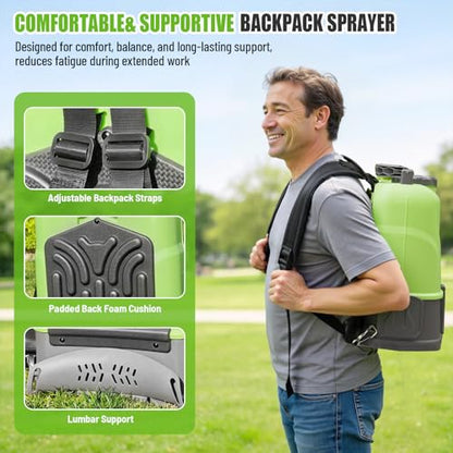 VAXMAY Battery Powered Backpack Sprayer 3.2 Gallon, 100 PSI Electric Garden Sprayer Compatible with DeWalt 20V Battery, Weed Yard Sprayer with 2 Wands, 5 Nozzles, 2.0 Ah Battery & Charger Included - size: 3.2 Gallon