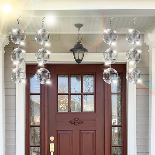 CHONOVO 12 Discs 4 Set Bird Deterrents for Outside, Owl Wind Spinner - size: Owl (12 Discs 4 Pcs)