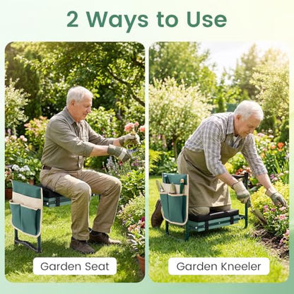 GIANTEX Garden Kneeler & Seat, Heavy-Duty Garden Bench, Green with 1 Bags - color: Green, size: 21" x 12" x 17"