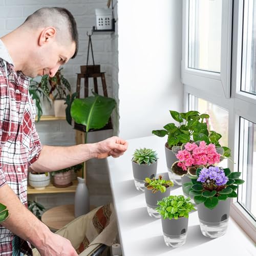Aulock 6 pcs Self Watering Plant Pots for African Violet, 4.1/3.2 in