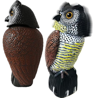 GiftExpress 16" Large Owl Decoy with Rotating Head – Realistic Garden Statue Bird & Squirrel Deterrent, Life-Size Predator Scarecrow for Outdoor Yard & Garden Protection