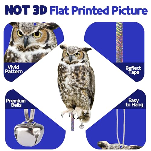 4PCS Flat Fake Owl Plastic Owl to Scare Pigeon for Balcony - color: Grey 4pcs