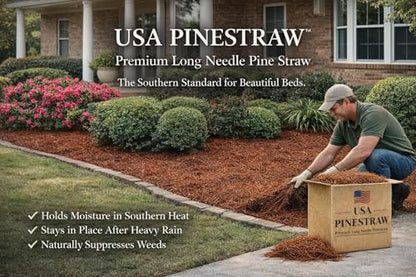 Long Needle Pine Straw Mulch - 160 Sqft Coverage 4 Set - Premium USA Harvested PineStraw for Landscaping, Weed Control, Moisture Retention & Erosion Control - USA Pinestraw - size: Pine Needle Mulch - Covers 160 Sqft 4 set