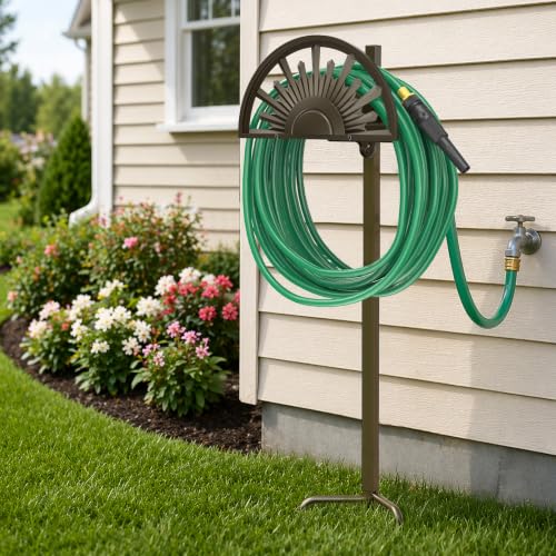 GOFORWILD Freestanding Garden Hose Holder, Holds 125-Feet of 5/8-Inch Hose