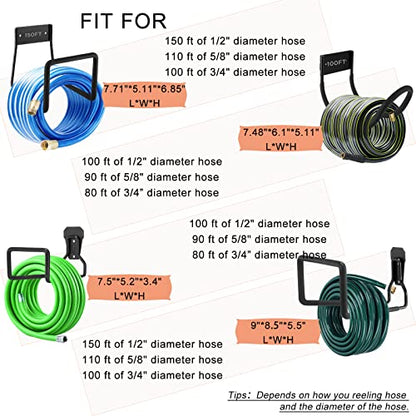 Metal Garden Hose Holder, Heavy Duty Wall Mount Hose Hanger for 150 FT