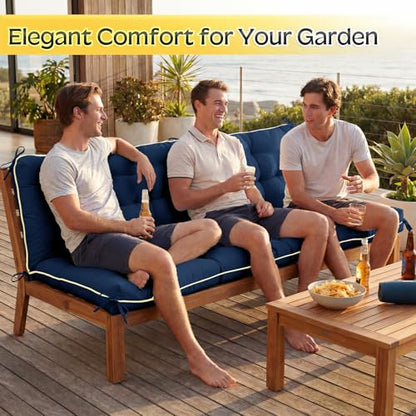 Oxford Fabric Swing Cushions with Backrest & Tie Straps for Patio Bench - color: Blue