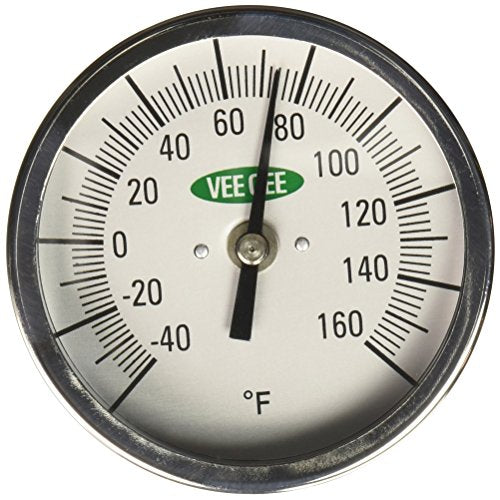 VEE GEE Scientific 82160-12 Dial Soil and Compost Testing Thermometer, -40 to 160 Degree F, 3" Diameter, 12" Length