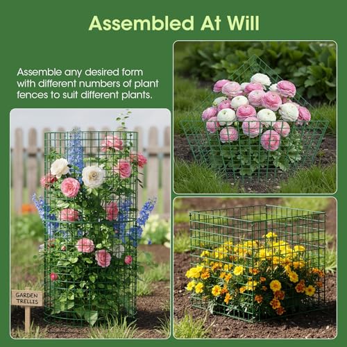 18PCS Plant Protectors from Animals, 13"x13" Metal Plant Cages for Outdoor Plants, Reusable Plant Covers from Animals, Garden Cloche & Chicken Wire Cloche for Vegetables, Flowers, Seedlings