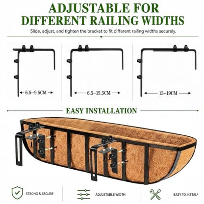 2 Pack Metal Window Box Brackets Adjustable Railing Planter Boxes Brackets