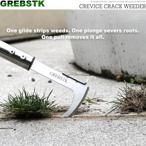 GREBSTK Crack Weeder Crevice Weeding Stainless Steel Tool Adjustable, 63 in