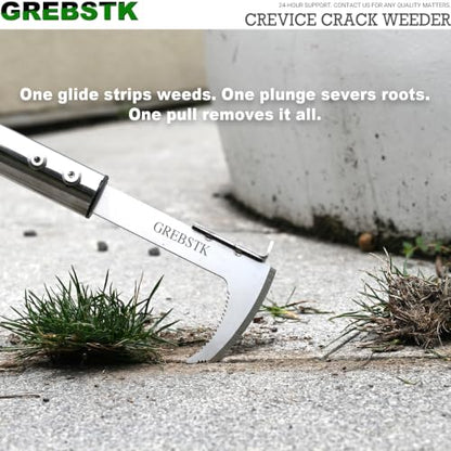 GREBSTK Crack Weeder Crevice Weeding Stainless Steel Tool Adjustable, 63 in