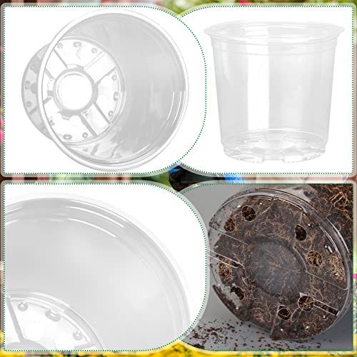 OUPSAUI 28 Pack 4/5/6/7 Inch Clear Nursery Pots for Plants with Drainage Holes, Clear Plastic Seedling Flower Plant Pot Insert, Seed Starter Pots - size: 28PCS-4+5+6+7