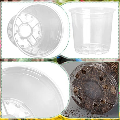 OUPSAUI 28 Pack 4/5/6/7 Inch Clear Nursery Pots for Plants with Drainage Holes, Clear Plastic Seedling Flower Plant Pot Insert, Seed Starter Pots - size: 28PCS-4+5+6+7