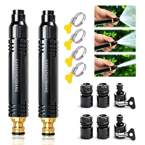 12 Pcs High Pressure Hose Nozzle, Metal Heavy Duty Adjustable Twist Hose Nozzle, Home High Pressure Car Wash Water Gun, Pressure Power Washer Lance Wand for Garden Hose & Outdoor Cleaning - color: 2PC