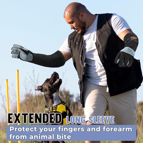 Animal Handing Gloves- Bite Proof, Puncture & Scratch Resistant for Safe Handling, Garden Gloves - color: Grey, size: 24-inches
