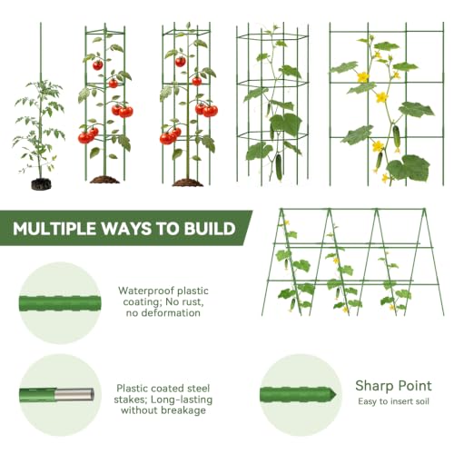Halatool 4 Pack Tomato Cages for Garden, Up to 48in (4FT) Trellis - color: 4 Pack, size: 48 Inches