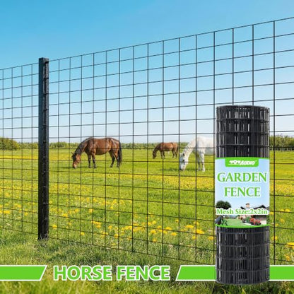 Black PVC Coated Welded Wire Fencing,2"x2" 16 Gauge,24inch H x 100ft L Garden Wire Fence Roll,2/3/4/5/6ft Tall x 50/100 ft Long Vinyl Coating Metal Wire Mesh for Yard,Farm,Dog,Vegetable Protection - color: Black, size: 2"x2" 24inx100ft