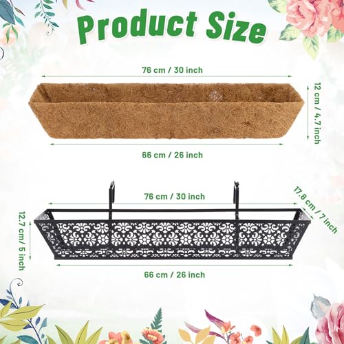 Geetery 6 Pack Window Railing Planter with Coconut Liner 30'', Vivid - style: Vivid