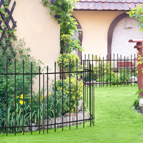 32” x 12’ No-Dig Metal Garden Fence with Stakes, Panels Fencing for Dogs - size: Roman Col 32″H x 12ft (6Panels)