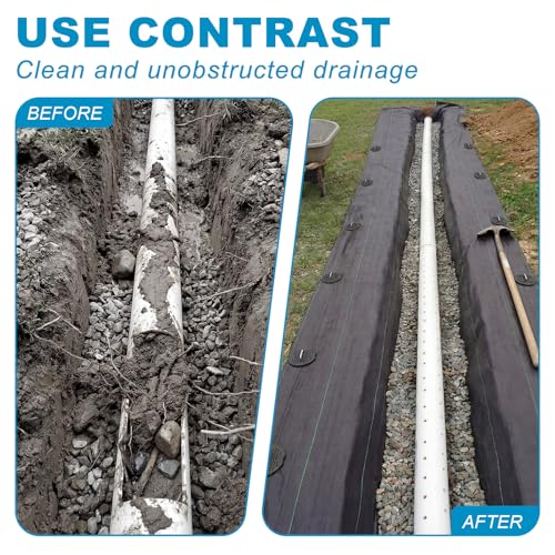 Breling 6 ft x 100 ft Geotextile Fabric Under Gravel 5 oz with 30 Stakes - size: 6ft X 100ft