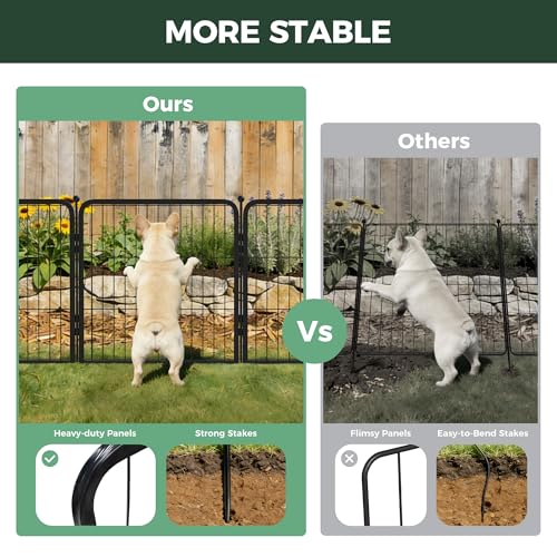 FXW No Dig Garden Fence, Outdoor for Yard, 24in(H) x 45.6ft(L), 24 Panels - color: Black, size: 24"H