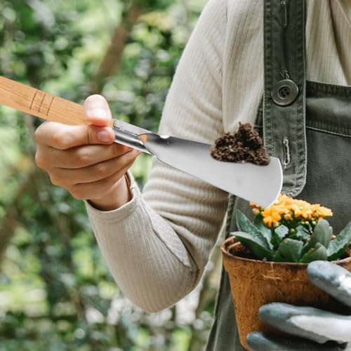 Yardwe Wood Handle Flat Trowel Stainless Steel Garden Tool for Digging