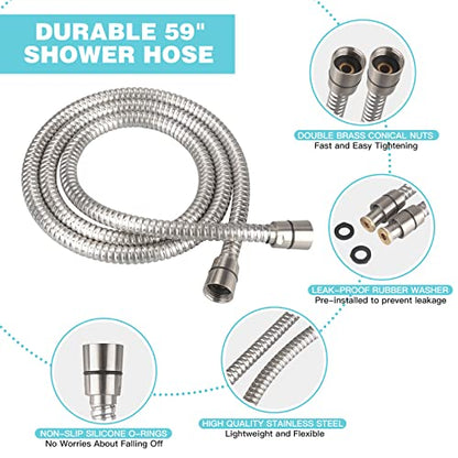 JDO Handheld Shower Head, 6 Spray Settings, Brushed Nickel Finish - color: Brushed Nickel, style: 6 Modes