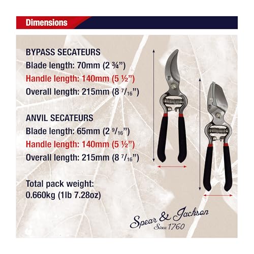 Spear & Jackson Drop Forged Bypass & Anvil Pruners Set, 2 Piece Professional Garden Pruning Tools, Durable Steel Blades, Comfortable Ergonomic Handles - style: Traditional Bypass & Anvil Set