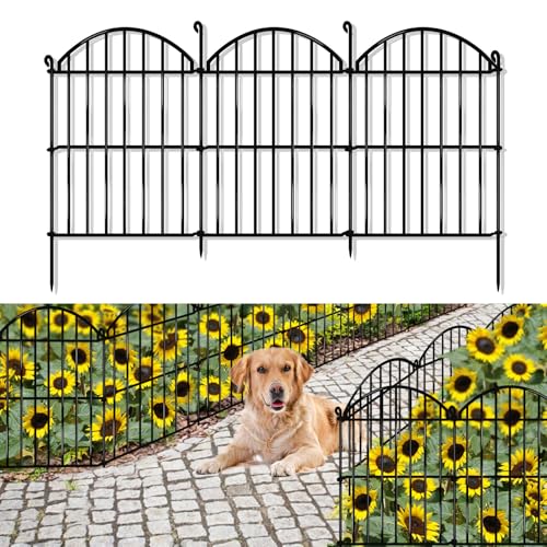 32 Panels Garden Fence, 34ft x 23in Animal Barrier Fences for Rabbits Dogs, Rustproof Metal Gardens Border Fencing, Arched Decorative Flower Bed Edging Barriers for Outdoor Yard Patio - size: 17in(H) x 34ft(L)