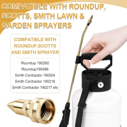 2 Pack All Brass Adjustable Cone Nozzle for Roundup 181331, 3/8-24 Thread