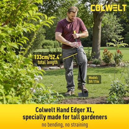 Colwelt Edger Lawn Tool Extra-Tall 52.4'', Garden Edger Chopper with V-Shape Tempered Blade, Half Moon Lawn Edger Tools with XL Solid Steel Handle, Grass Edger Tool Manual for Yard Landscaping Edging